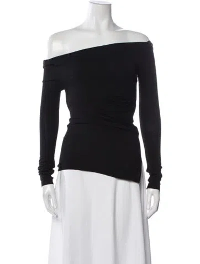 Pre-owned Helmut Lang Off-the-shoulder Long Sleeve Top In Black