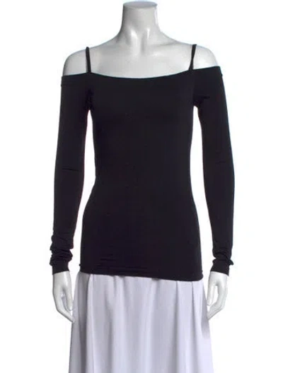 Pre-owned Helmut Lang Off-the-shoulder Long Sleeve Top In Black
