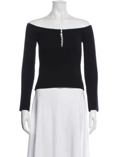 Pre-owned Helmut Lang Off-the-shoulder Long Sleeve Top In Black
