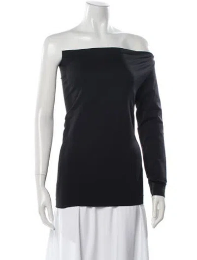 Pre-owned Helmut Lang Off-the-shoulder Long Sleeve Top In Blue