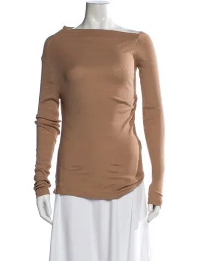 Pre-owned Helmut Lang Off-the-shoulder Long Sleeve Top In Neutral