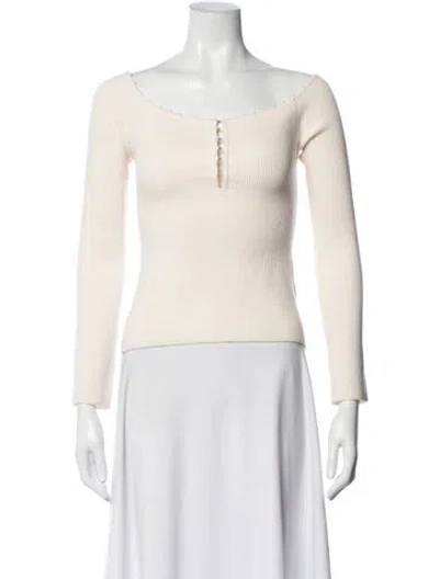 Pre-owned Helmut Lang Off-the-shoulder Long Sleeve Top In Neutrals