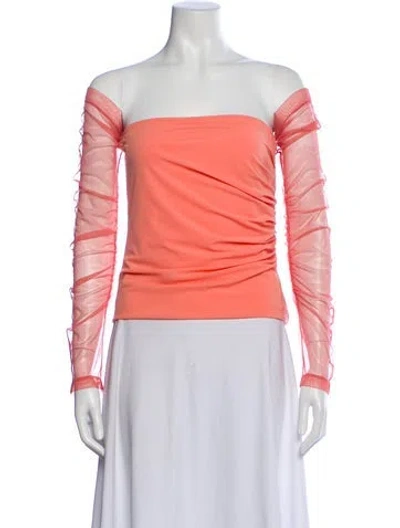 Pre-owned Helmut Lang Off-the-shoulder Long Sleeve Top In Pink