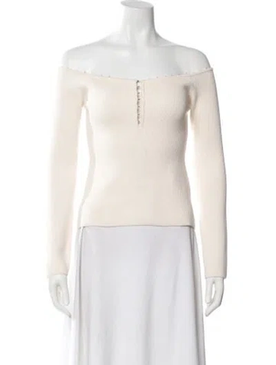 Pre-owned Helmut Lang Off-the-shoulder Long Sleeve Top In White