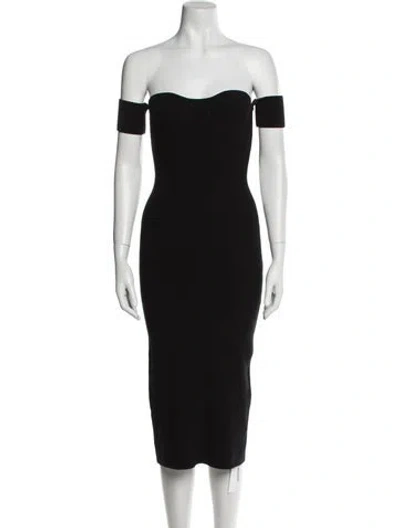 Pre-owned Helmut Lang Off-the-shoulder Midi Length Dress In Black