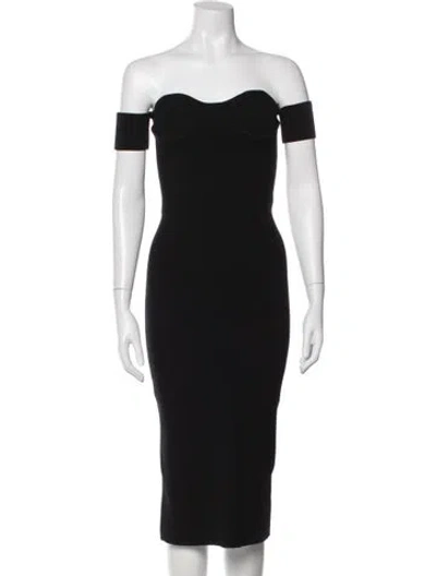 Pre-owned Helmut Lang Off-the-shoulder Midi Length Dress In Black