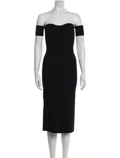 Pre-owned Helmut Lang Off-the-shoulder Midi Length Dress In Black