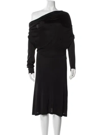 Pre-owned Helmut Lang Off-the-shoulder Midi Length Dress In Black