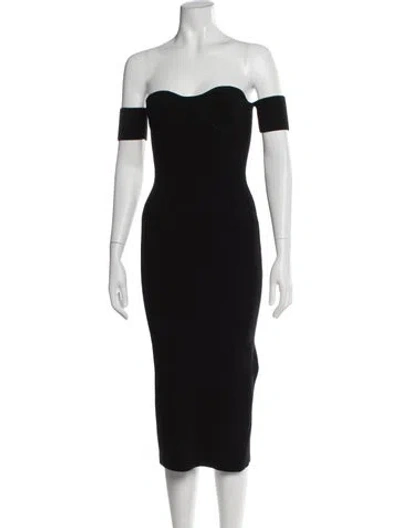 Pre-owned Helmut Lang Off-the-shoulder Midi Length Dress In Black
