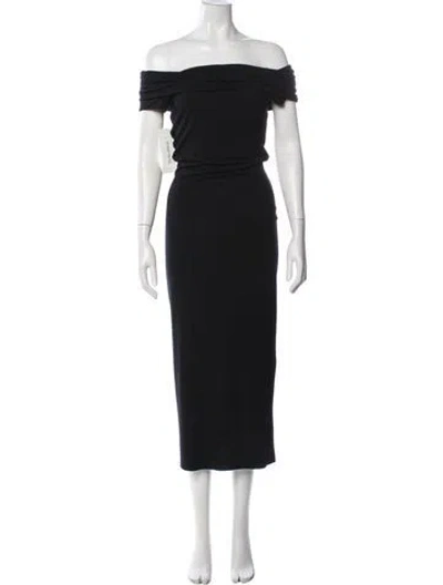 Pre-owned Helmut Lang Off-the-shoulder Midi Length Dress In Black