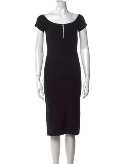 Pre-owned Helmut Lang Off-the-shoulder Midi Length Dress In Black
