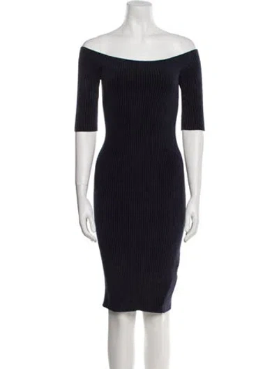 Pre-owned Helmut Lang Off-the-shoulder Mini Dress In Blue