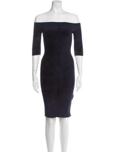 Pre-owned Helmut Lang Off-the-shoulder Mini Dress In Blue