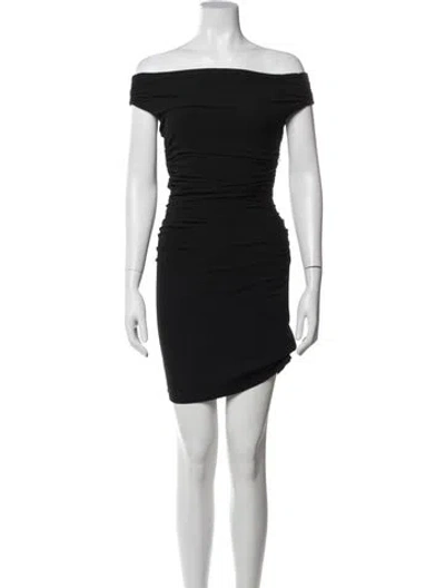 Pre-owned Helmut Lang Off-the-shoulder Mini Dress In Blue