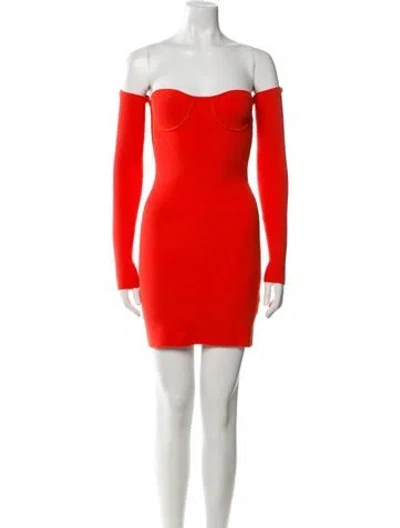 Pre-owned Helmut Lang Off-the-shoulder Mini Dress In Orange