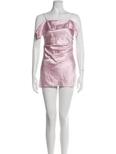 Pre-owned Helmut Lang Off-the-shoulder Mini Dress In Pink