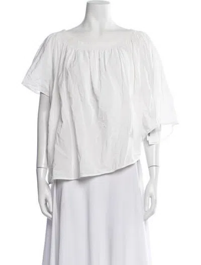 Pre-owned Helmut Lang Off-the-shoulder Short Sleeve Blouse In White
