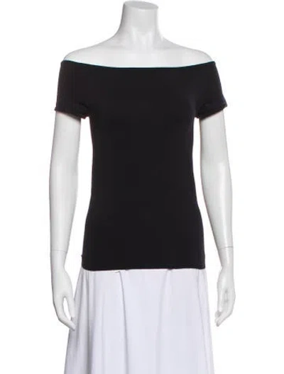 Pre-owned Helmut Lang Off-the-shoulder Short Sleeve Top In Black