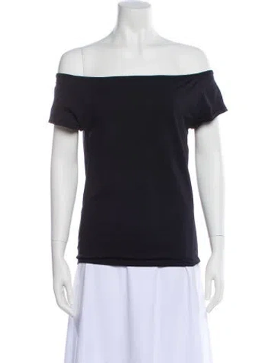 Pre-owned Helmut Lang Off-the-shoulder Short Sleeve Top In Blue