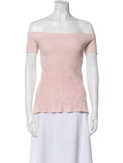 Pre-owned Helmut Lang Off-the-shoulder Short Sleeve Top In Pink