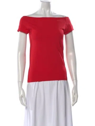Pre-owned Helmut Lang Off-the-shoulder Short Sleeve Top In Red
