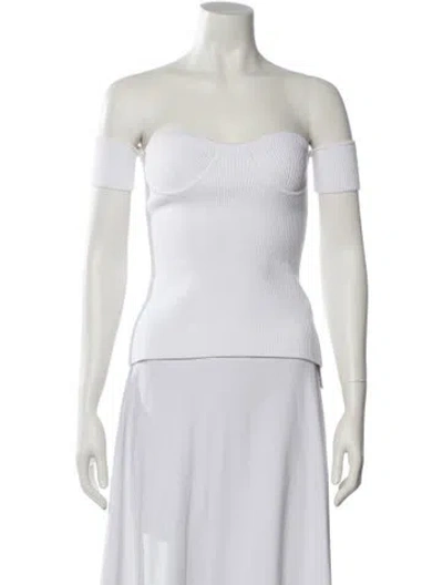 Pre-owned Helmut Lang Off-the-shoulder Short Sleeve Top In White
