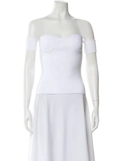 Pre-owned Helmut Lang Off-the-shoulder Short Sleeve Top In White
