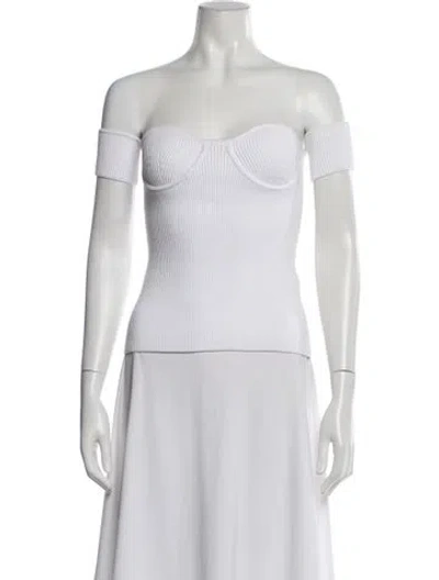 Pre-owned Helmut Lang Off-the-shoulder Short Sleeve Top In White