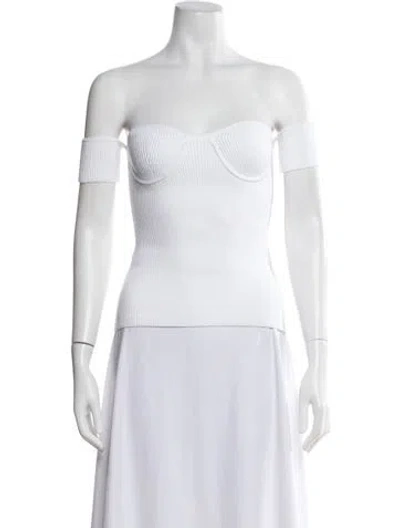 Pre-owned Helmut Lang Off-the-shoulder Short Sleeve Top In White