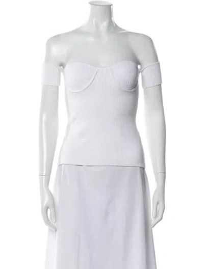 Pre-owned Helmut Lang Off-the-shoulder Short Sleeve Top In White