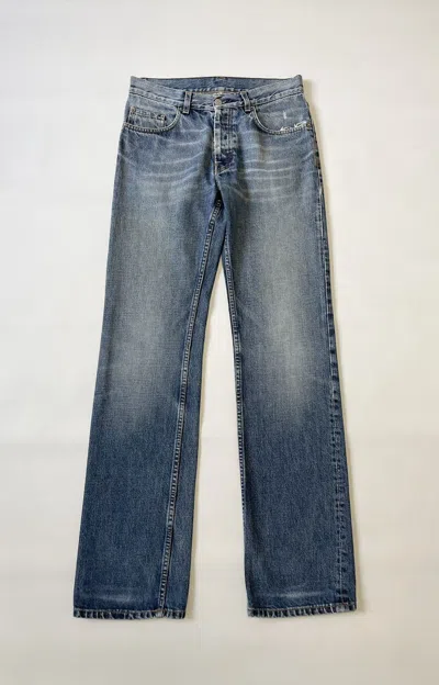 Pre-owned Helmut Lang Og Thrashed Boot Cut Denim Jeans In Blue