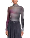 Helmut Lang Long Sleeve Turtleneck Ombre Top In Multi