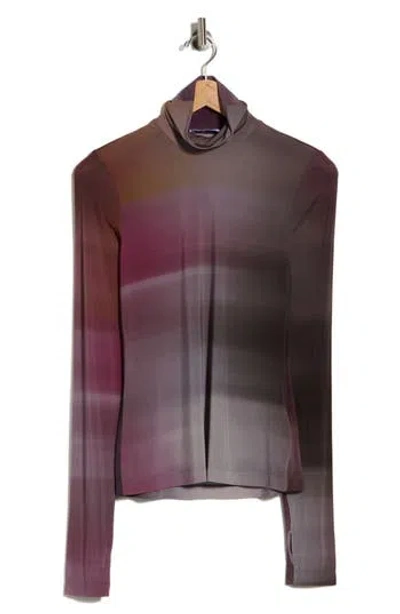 Helmut Lang Ombré Mesh Turtleneck Top In Purple Multi