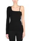 Helmut Lang Asymmetric One-sleeve Top In Black