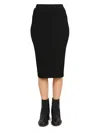 Helmut Lang One-shoulder Ribbed Knit Midi Skirt In Black