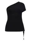 Helmut Lang Wind Convertible Asymmetric Cutout Jersey Top In Black