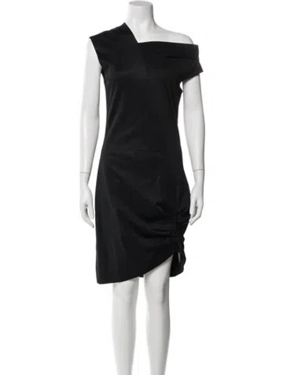 Pre-owned Helmut Lang One-shoulder Knee-length Dress In Black