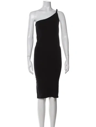 Pre-owned Helmut Lang One-shoulder Knee-length Dress In Black