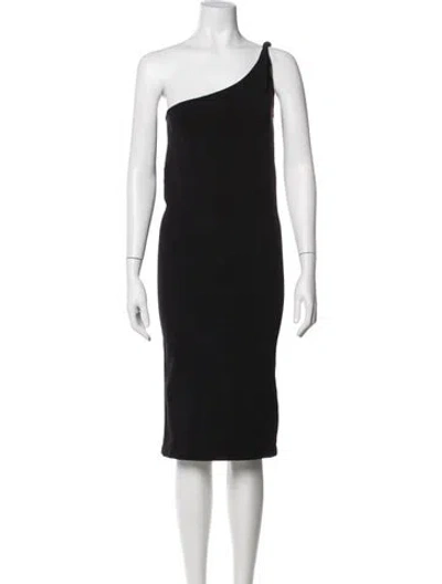 Pre-owned Helmut Lang One-shoulder Knee-length Dress In Black