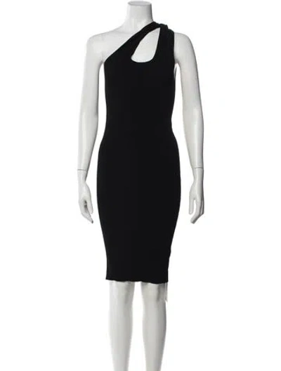Pre-owned Helmut Lang One-shoulder Knee-length Dress In Black