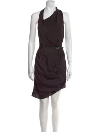 Pre-owned Helmut Lang One-shoulder Knee-length Dress In Brown
