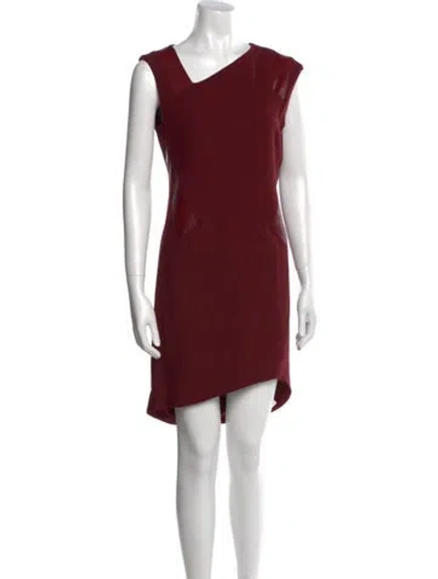 Pre-owned Helmut Lang One-shoulder Knee-length Dress In Burgundy