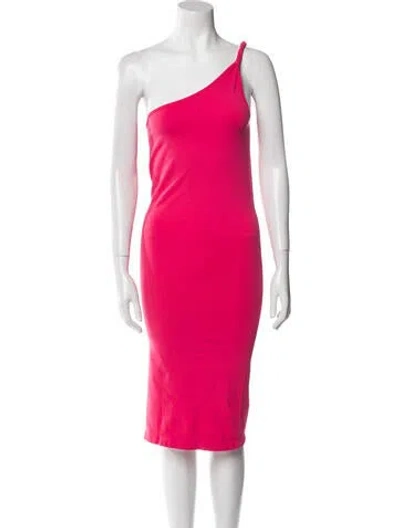 Pre-owned Helmut Lang One-shoulder Knee-length Dress W/ Tags In Pink