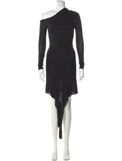 Pre-owned Helmut Lang One-shoulder Long Dress In Black