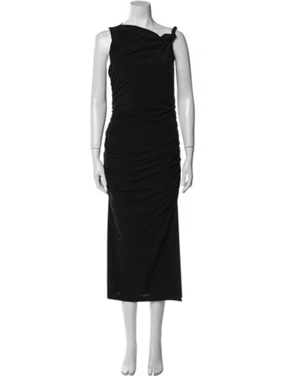 Pre-owned Helmut Lang One-shoulder Long Dress In Black