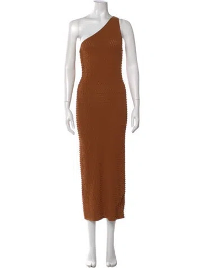 Pre-owned Helmut Lang One-shoulder Long Dress In Brown