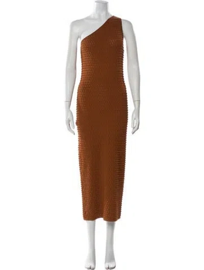 Pre-owned Helmut Lang One-shoulder Long Dress In Brown