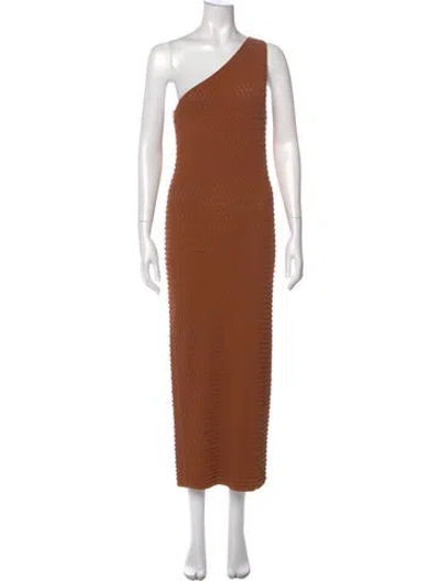 Pre-owned Helmut Lang One-shoulder Long Dress In Brown