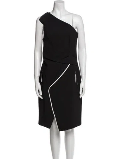 Pre-owned Helmut Lang One-shoulder Midi Length Dress In Black