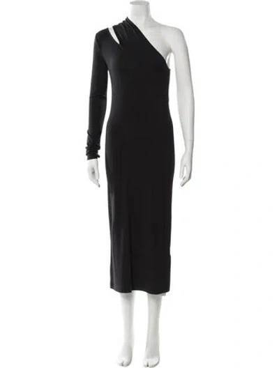 Pre-owned Helmut Lang One-shoulder Midi Length Dress In Black